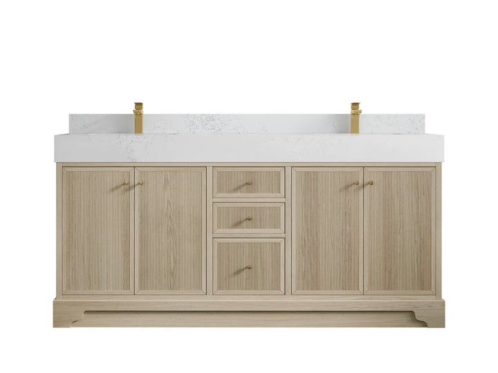 Manhattan White Oak 72 in. W x 22 in. D Double Sink Bathroom Vanity - photo 6