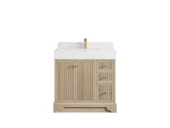 Manhattan White Oak 36 in. W x 22 in. D Center Sink Bathroom Vanity - photo 7