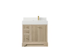Manhattan White Oak 36 in. W x 22 in. D Right Offset Sink Bathroom Vanity - photo 8