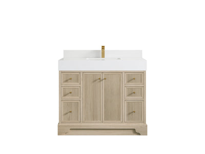 Manhattan Oak 42 in. W x 22 in. D Single Sink Bathroom Vanity in Nordic White with 5 in White Quartz Countertop