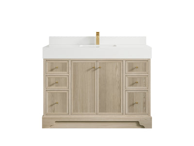 Manhattan Oak 48 in. W x 22 in. D Single Sink Bathroom Vanity in Nordic White with 5 in White Quartz Countertop