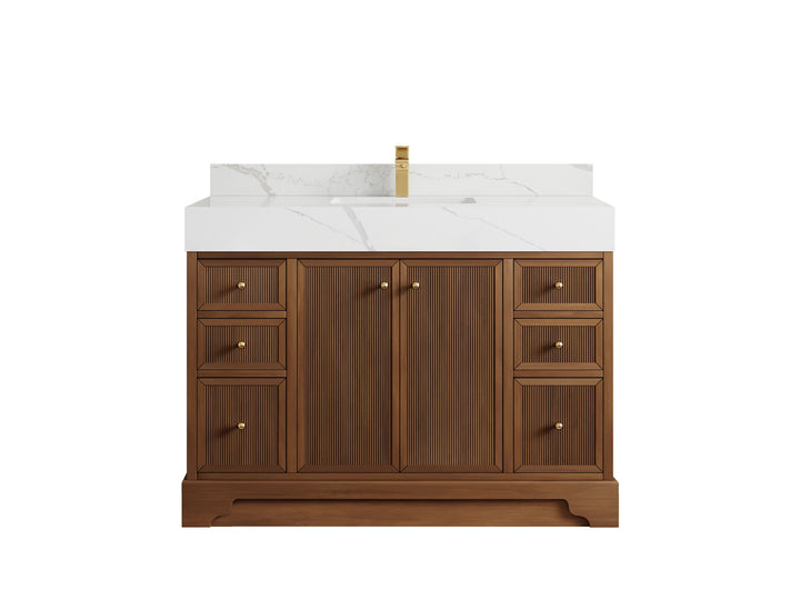 Manhattan Teak Wood 48 in. W x 22 in. D Single Sink Bathroom Vanity - photo 8