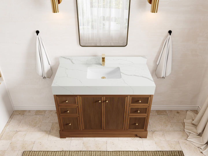 Manhattan Teak Wood 48 in. W x 22 in. D Single Sink Bathroom Vanity - photo 7