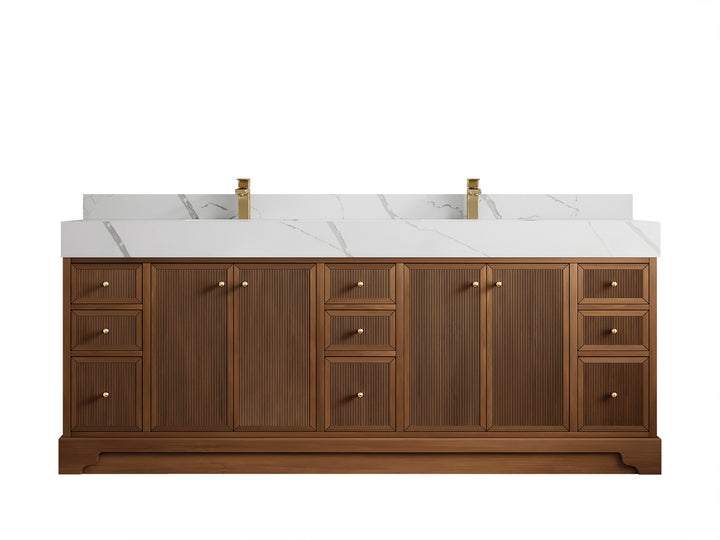 Manhattan Teak 84 in W x 22 in D Free Standing Reeded Double Sink Bathroom Vanity - photo 8