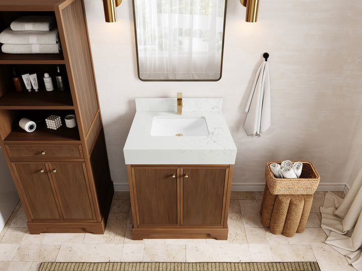 Manhattan Teak Wood 30 in. W x 22 in. D Single Sink Bathroom Vanity - photo 9