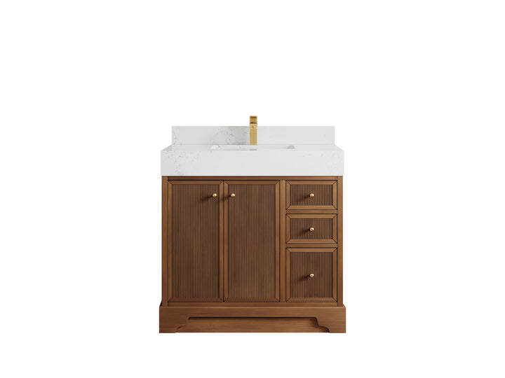Manhattan Teak Wood 36 in. W x 22 in. D Center Sink Bathroom Vanity - photo 9