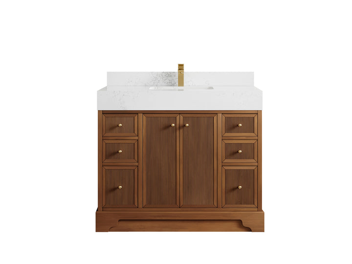 Manhattan Teak Wood 42 in. W x 22 in. D Single Sink Bathroom Vanity - photo 10