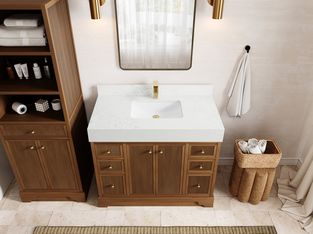 Manhattan Teak Wood 42 in. W x 22 in. D Single Sink Bathroom Vanity