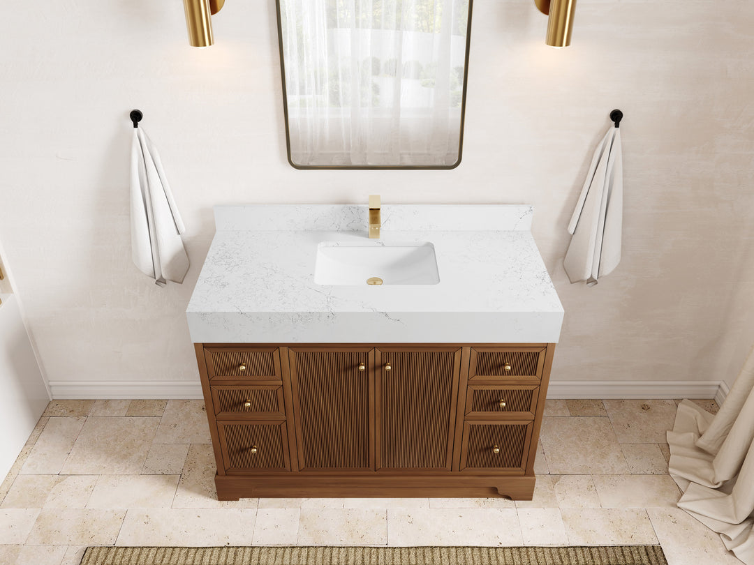 Manhattan Teak Wood 48 in. W x 22 in. D Single Sink Bathroom Vanity