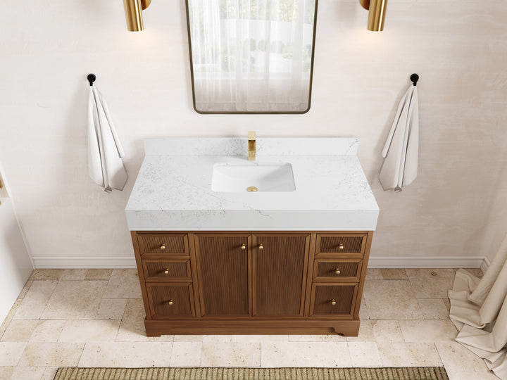 Manhattan Teak Wood 48 in. W x 22 in. D Single Sink Bathroom Vanity - photo 9