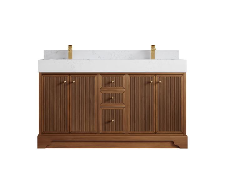 Manhattan Teak Wood 60 in. W x 22 in. D Double Sink Bathroom Vanity - photo 10