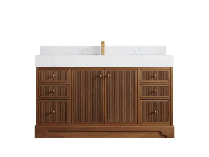 Manhattan Teak Wood 60 in. W x 22 in. D Single Sink Bathroom Vanity - photo 12