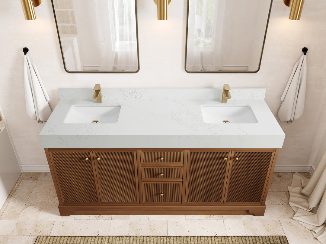 Manhattan Teak Wood 72 in. W x 22 in. D Single Sink Bathroom Vanity