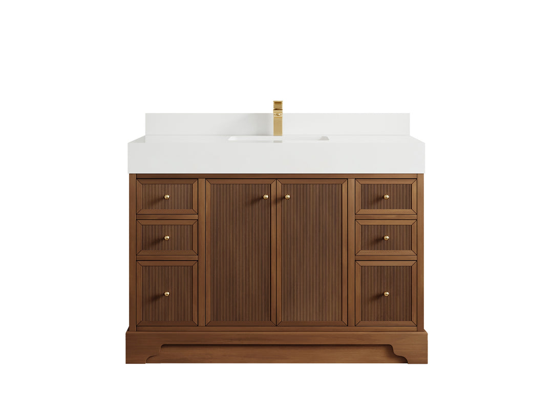 Manhattan Teak Wood 48 in. W x 22 in. D Single Sink Bathroom Vanity