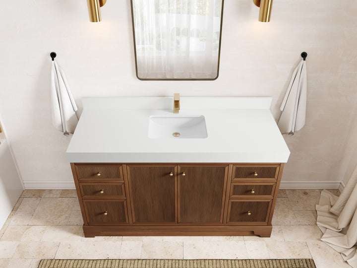 Manhattan Teak Wood 60 in. W x 22 in. D Single Sink Bathroom Vanity - photo 11