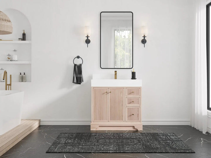 Manhattan White Oak 36 in. W x 22 in. D Center Sink Bathroom Vanity - photo 4