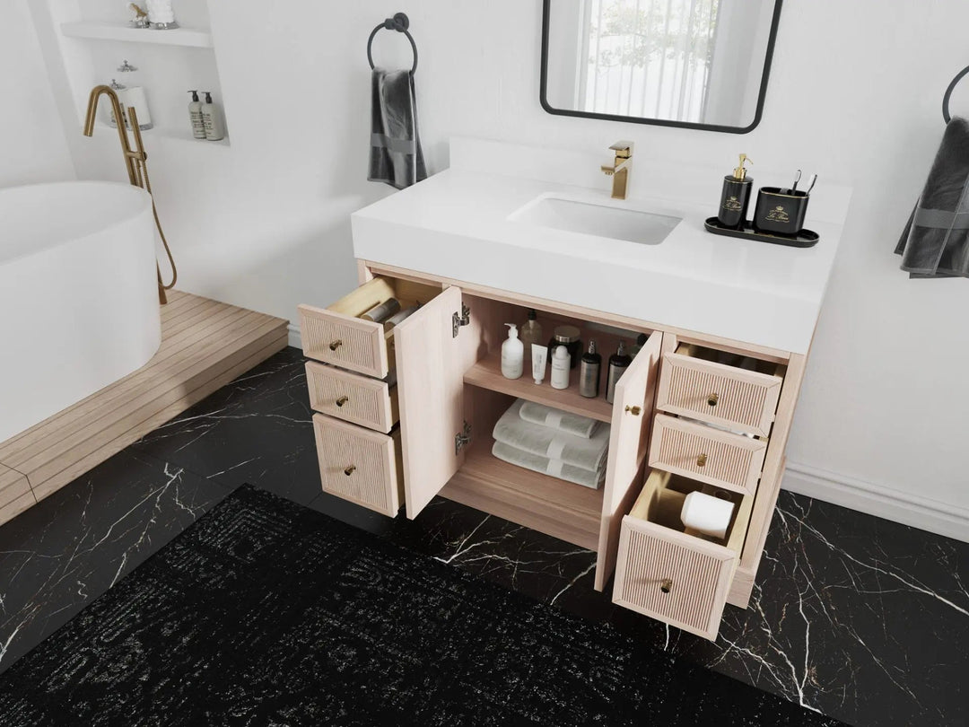 Manhattan White Oak 48 in. W x 22 in. D Single Sink Bathroom Vanity