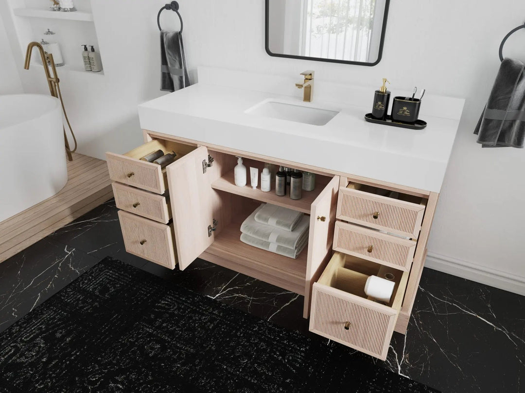 Manhattan White Oak 60 in. W x 22 in. D Single Sink Bathroom Vanity