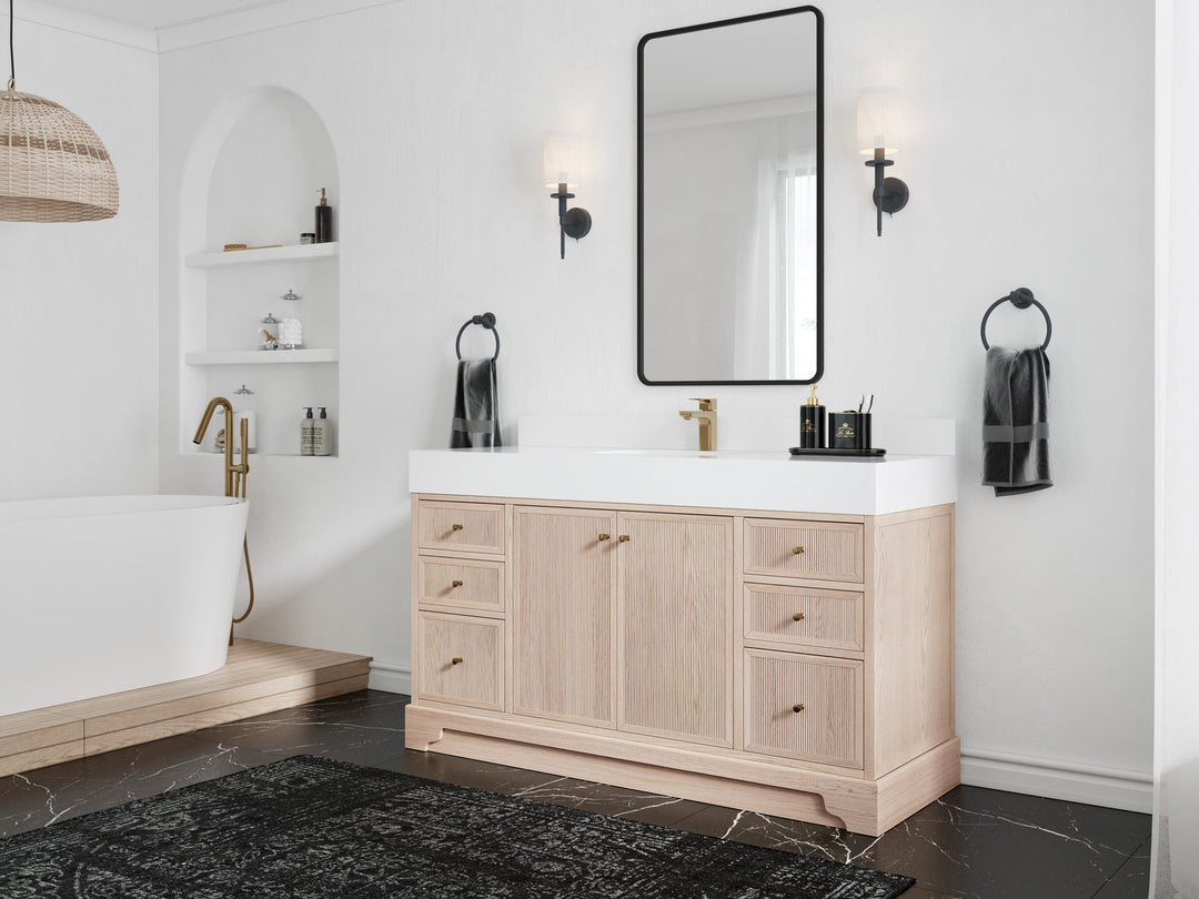 Manhattan White Oak 60 in. W x 22 in. D Single Sink Bathroom Vanity