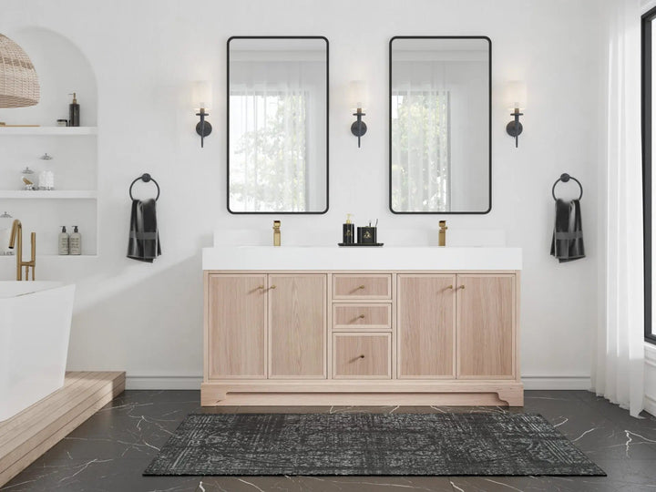 Manhattan White Oak 72 in. W x 22 in. D Double Sink Bathroom Vanity - photo 4