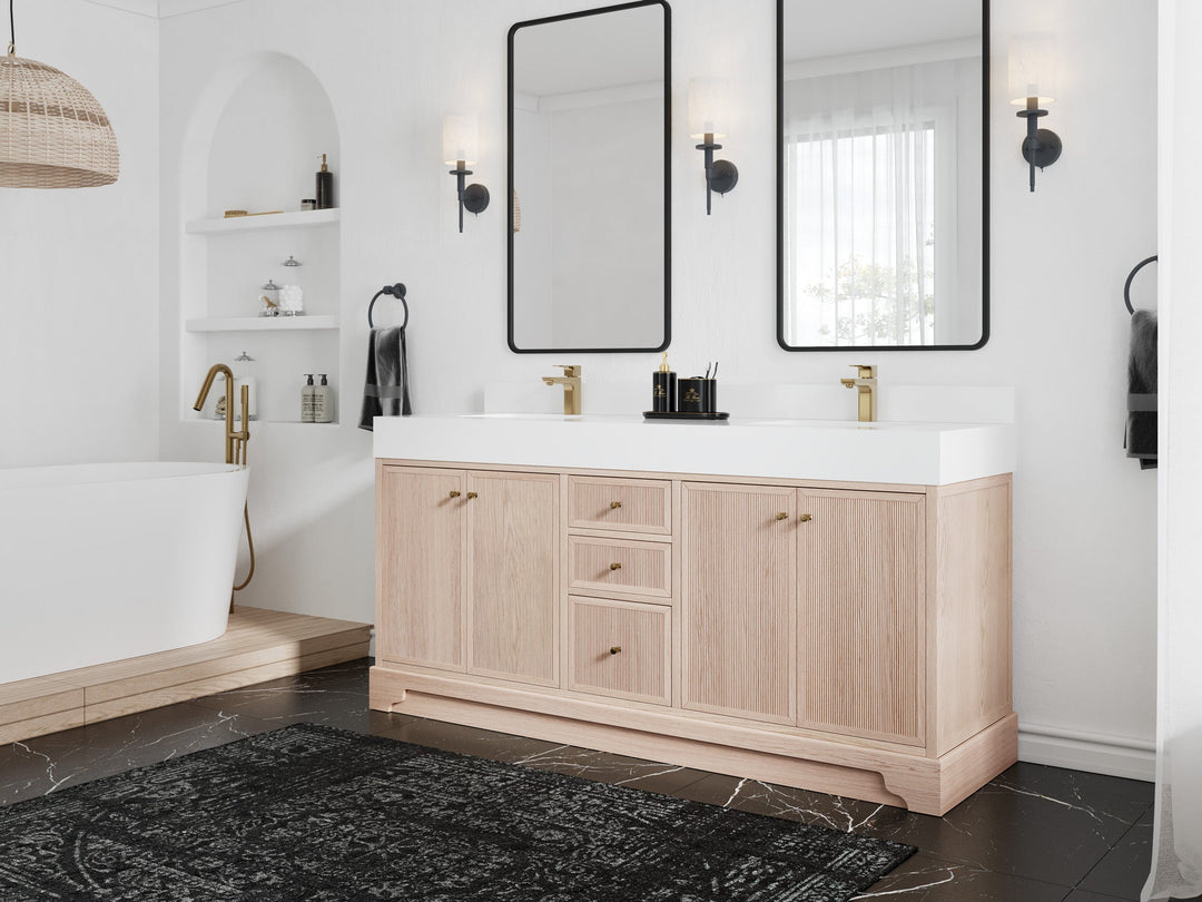 Manhattan White Oak 72 in. W x 22 in. D Double Sink Bathroom Vanity