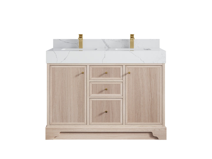 Manhattan White Oak 48 in. W x 22 in. D Double Sink Bathroom Vanity - photo 8