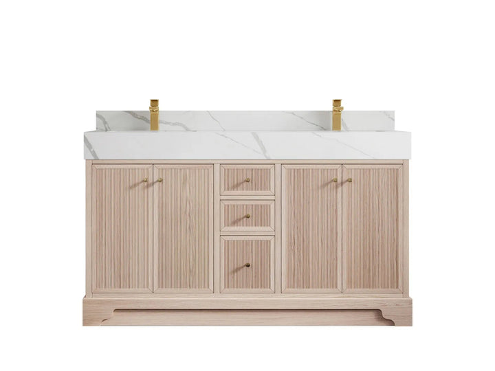 Manhattan White Oak 60 in. W x 22 in. D Double Sink Bathroom Vanity - photo 1