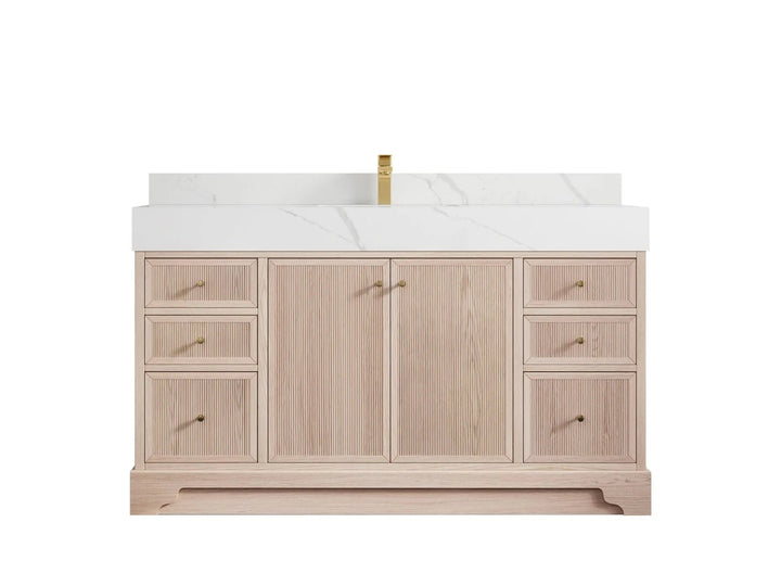 Manhattan White Oak 60 in. W x 22 in. D Single Sink Bathroom Vanity - photo 1