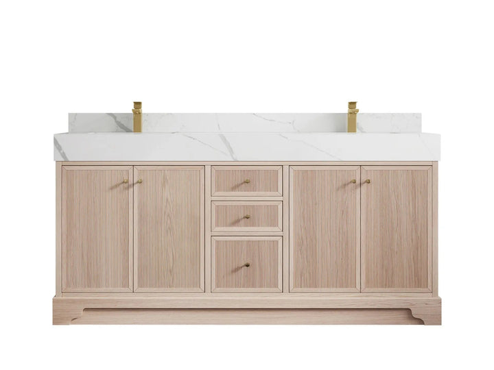 Manhattan White Oak 72 in. W x 22 in. D Double Sink Bathroom Vanity - photo 1