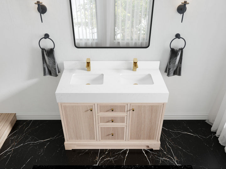 Manhattan White Oak 48 in. W x 22 in. D Double Sink Bathroom Vanity - photo 9