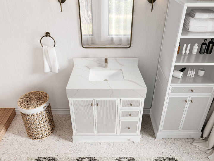 Manhattan 36 in. W x 22 in. D Center Sink Bathroom Vanity - photo 7