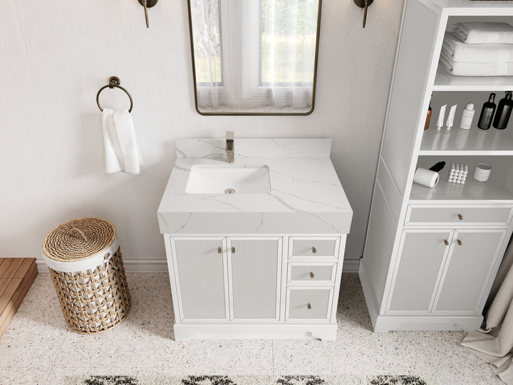 Manhattan 36 in. W x 22 in. D Left Offset Sink Bathroom Vanity - photo 7