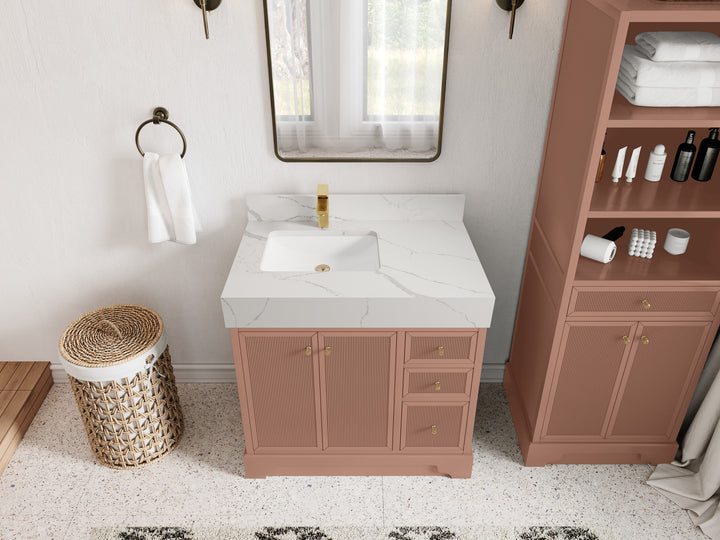 Manhattan 36 in. W x 22 in. D Left Offset Sink Bathroom Vanity - photo 7