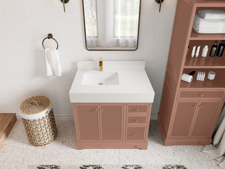 Manhattan 36 in. W x 22 in. D Left Offset Sink Bathroom Vanity - photo 9