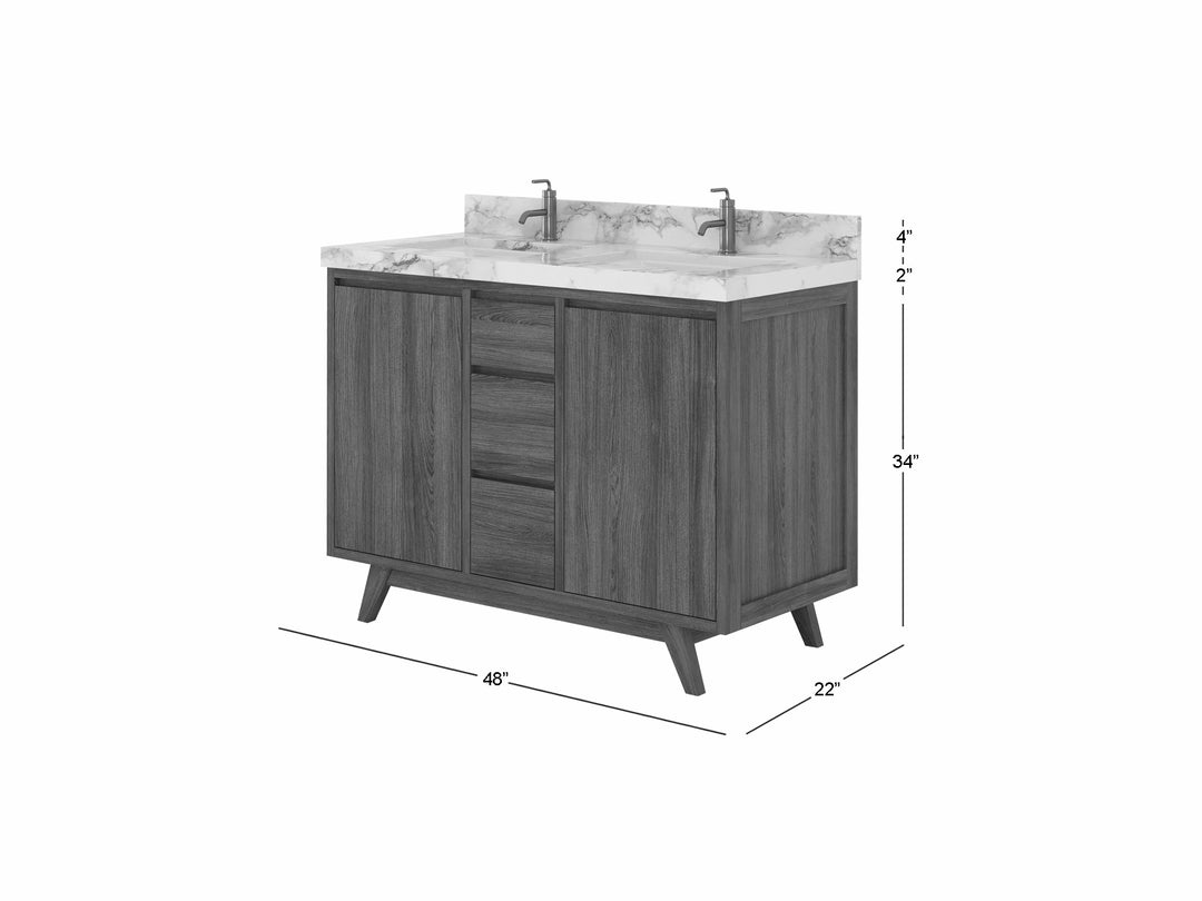 Madison Teak Wood 48 in. W x 22 in. D Double Sink Bathroom Vanity