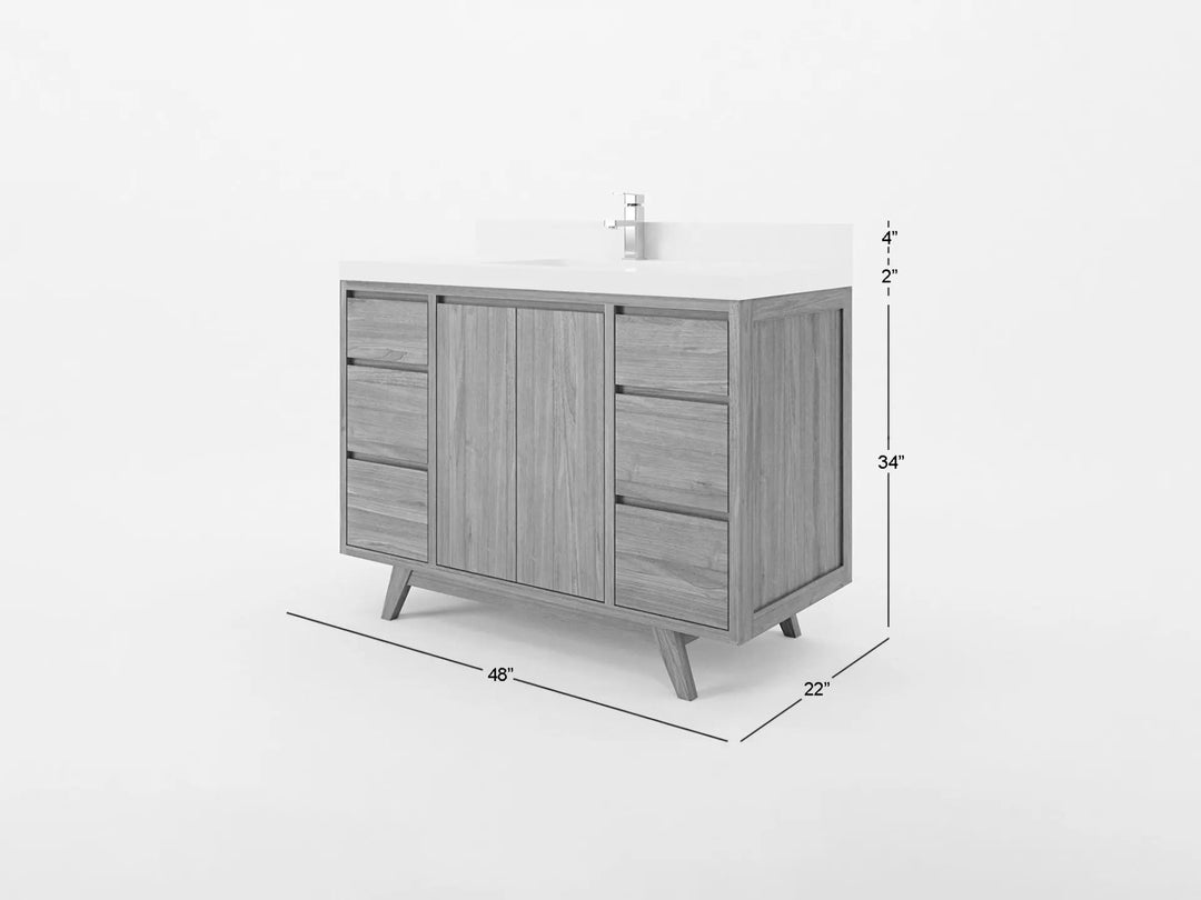 Madison Teak Wood 48 in. W x 22 in. D Single Sink Bathroom Vanity