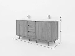 Madison Teak Wood 72 in. W x 22 in. D Double Sink Bathroom Vanity - photo 5