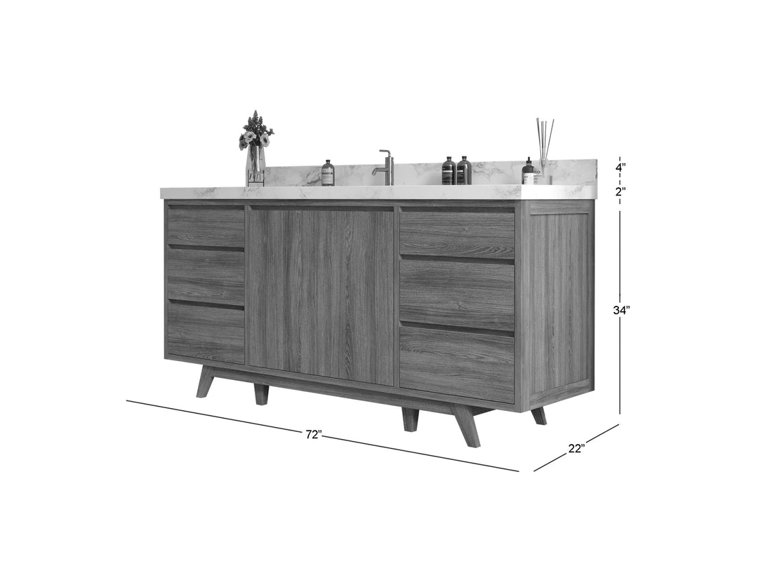 Madison Teak Wood 72 in. W x 22 in. D Single Sink Bathroom Vanity
