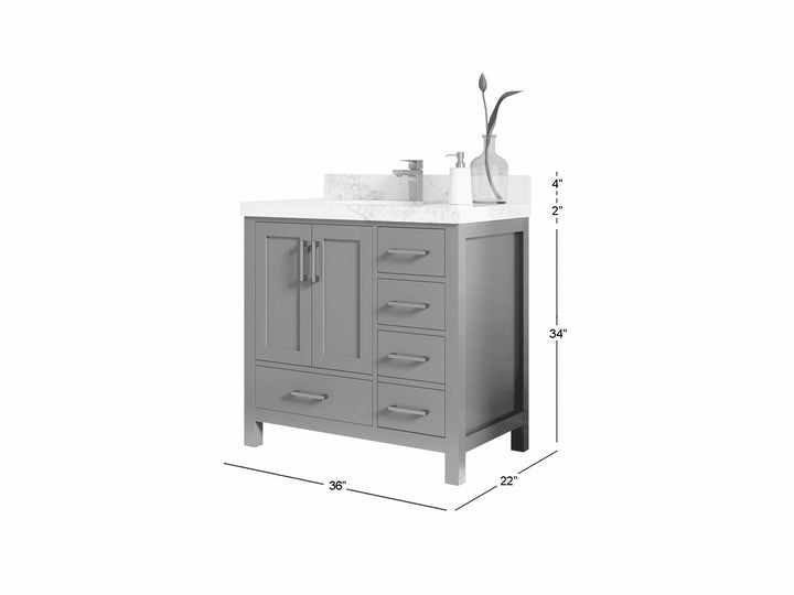 Malibu 36 in. W x 22 in. D Bathroom Vanity Center Sink - photo 1