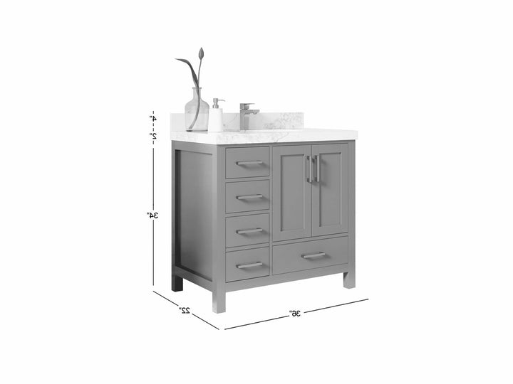 Malibu 36 in. W x 22 in. D Bathroom Vanity Center Sink 2 - photo 6