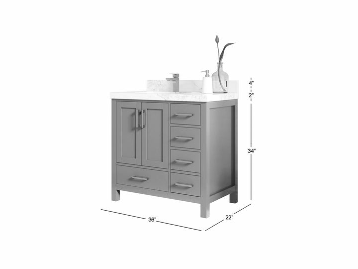 Malibu 36 in. W x 22 in. D Left Offset Sink Bathroom Vanity - photo 1