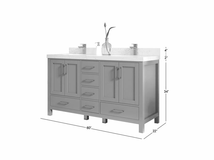 Malibu 60 in. W x 22 in. D Double Sink Bathroom Vanity - photo 5