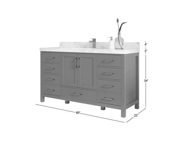 Malibu 60 in. W x 22 in. D Double Sink Bathroom Vanity - photo 5
