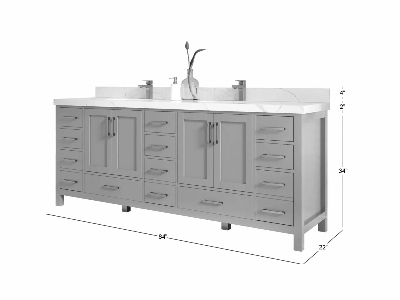 Malibu 84 in. W x 22 in. D Double Sink Bathroom Vanity