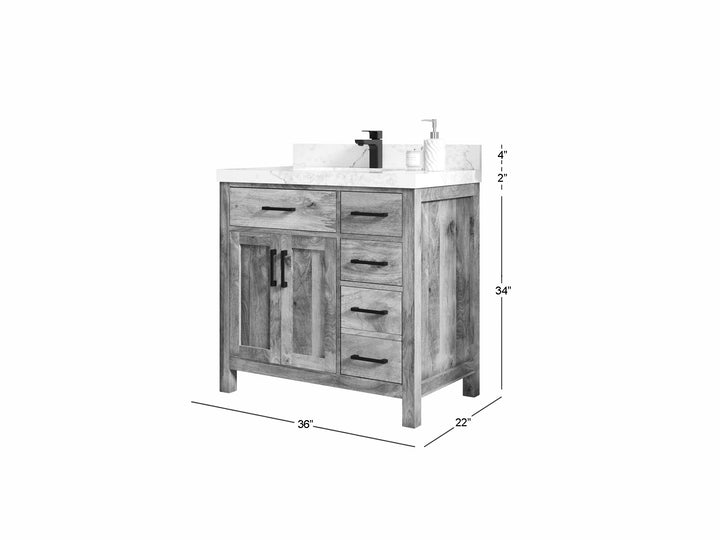 Malibu Mango Wood 36 in. W x 22 in. D Center Sink Bathroom Vanity - photo 6