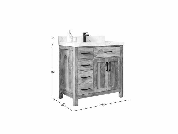 Malibu Mango Wood 36" W x 22" D Center Sink Vanity for a Luxe Bathroom Look - photo 6