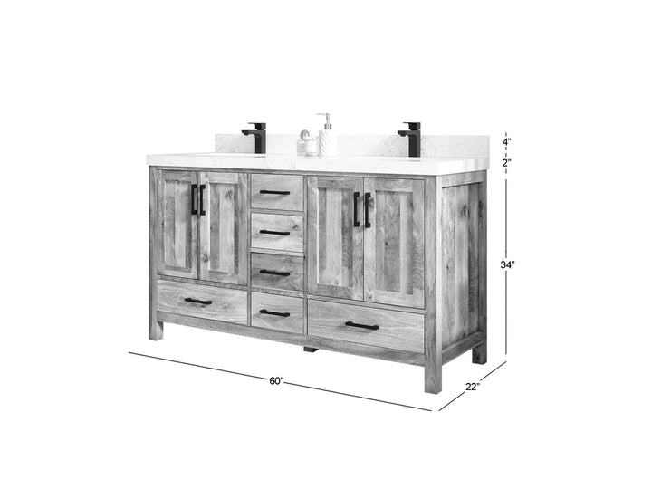 Malibu Mango Wood 60 in. W x 22 in. D Double Sink Bathroom Vanity - photo 6