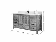 Malibu Mango Wood 60 in. W x 22 in. D Single Sink Bathroom Vanity - photo 6