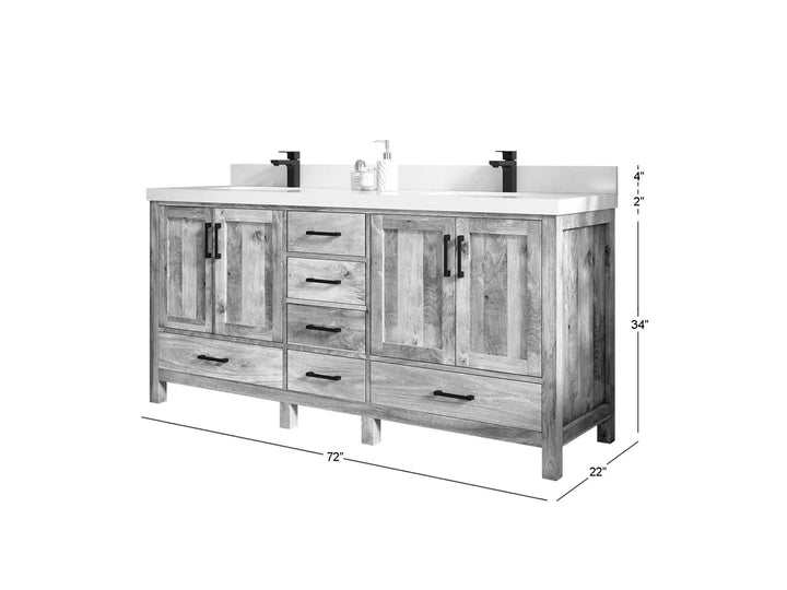 Malibu Mango Wood 72 in. W x 22 in. D Double Sink Bathroom Vanity - photo 7