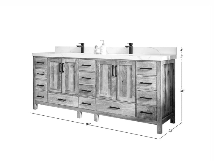 Malibu Mango Wood 84 in. W x 22 in. D Double Sink Bathroom Vanity - photo 6